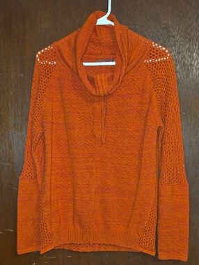 Prana Open-Knit Cowl Sweater in Rust